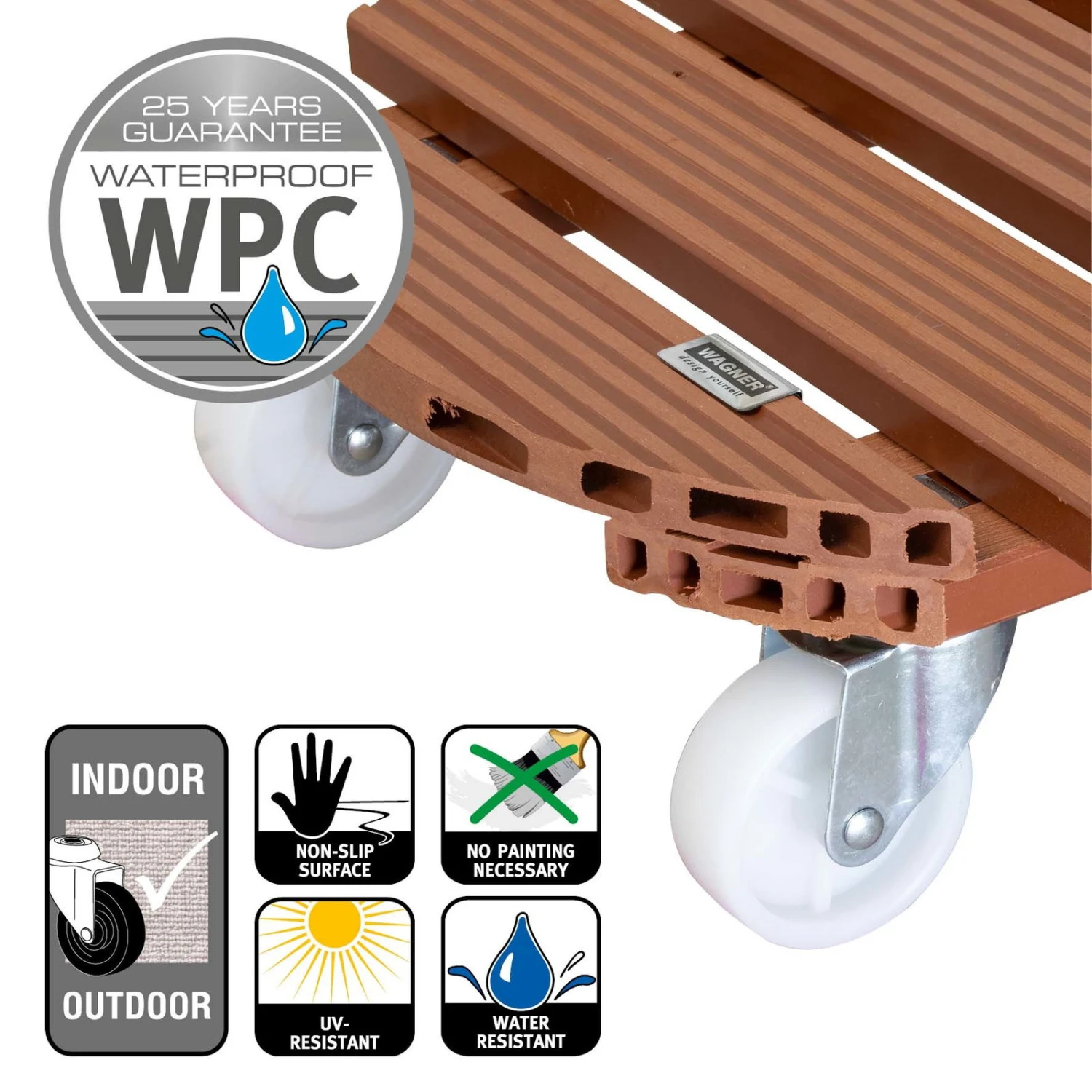 Multi Roller WPC, 150 Kg Tragkraft, Ca. 39 X 39 X 11 Cm 5 Multi Roller WPC, 150 Kg Tragkraft, Ca. 39 X 39 X 11 Cm – Bild 3