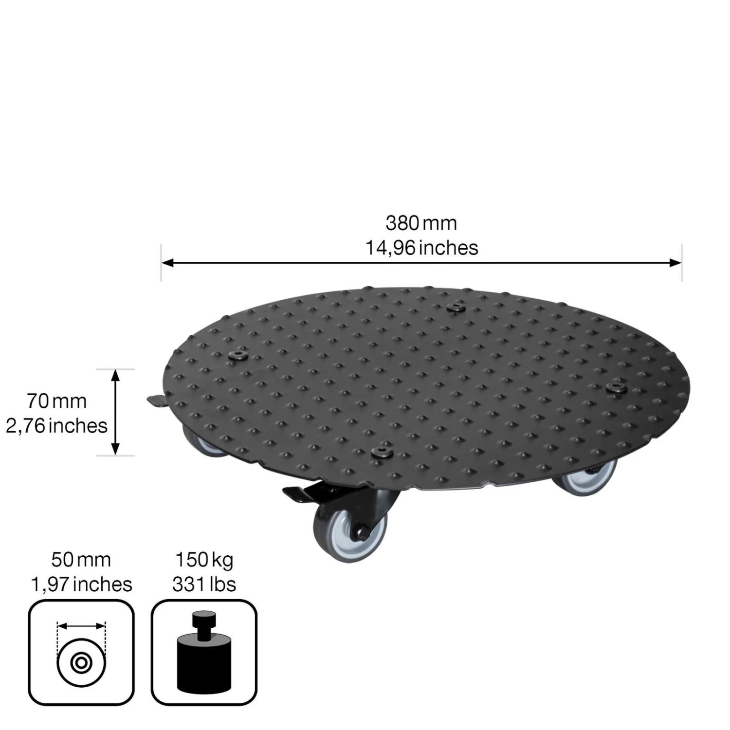 Pflanzenroller 'Alaska', Tragkraft 150 Kg, Anthrazit, Alu, 7 X 38 X 38 Cm 8 Pflanzenroller 'Alaska', Tragkraft 150 Kg, Anthrazit, Alu, 7 X 38 X 38 Cm – Bild 6