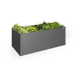 Biohort Hochbeet Mit Raffinierten Details -Gartenprodukte 0980250079 65015 Hochbeet2x1 dunkelgrau Schatten mitPflanzen 122597