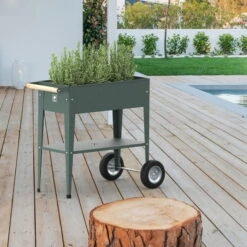 Hochbeet Urban Garden Trolley, Grün, 75 X 35 X 80 Cm -Gartenprodukte 0980250161 Urban Garden Trolley auf Raedern Oak Green 6 108098