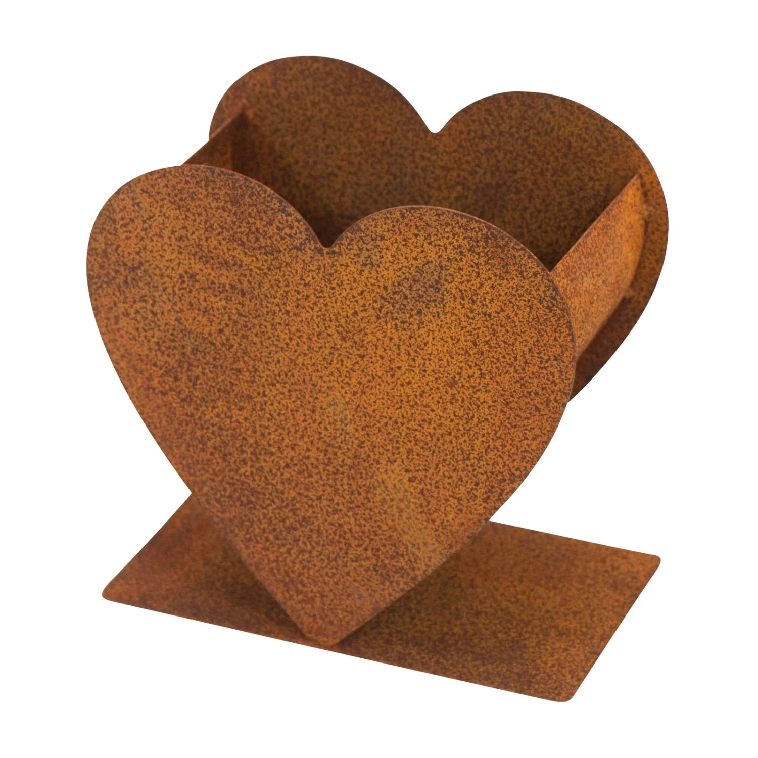 Herz Doppelt Auf Platte, Naturrost, Metall, 15 X 25 X 25 Cm 3 Herz Doppelt Auf Platte, Naturrost, Metall, 15 X 25 X 25 Cm