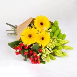 Gemischter Blumenbund 'Sonnentag' Inkl. Gratis Grußkarte -Gartenprodukte 1025700015 DIY Mixbund Sonnentag Germini Hypericum Statice Lilie Santini 1 94587