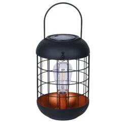 Solarlaterne 'Lighthouse', Schwarz, Metall, Höhe 26 Cm -Gartenprodukte 2950100609 Solar Metall Tischlampe Modell Lighthous 2 96755