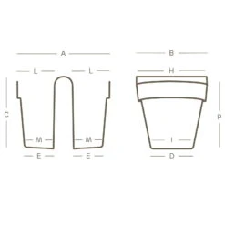 Balkon-Hängetopf Be Up Duo Mit Wasserreservoir, Anthrazit, 25 Cm, Erdvol. 8 L -Gartenprodukte 3210103537 Balkon Haengetopf Be Up Duo technische Zeichnung 111251 1