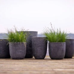 Pflanzgefäß 'Smooth', Grau, Ø 35 X H 34 Cm -Gartenprodukte 3210104122 3210104123 3210104124 3210104125 pflanzgefaess rib smooth 116915