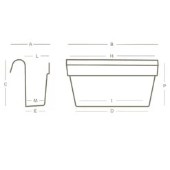 Balkon-Hängekasten UP Cassetta, Weiß, 50 Cm, 9 Liter -Gartenprodukte 3230101010 Balkon Haengekasten UP Cassetta technische Zeichnung 111253