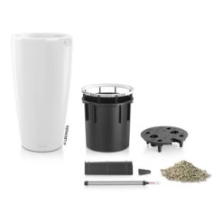 LECHUZA Rondo Premium 40, Weiß Hochglanz, All-in-One-Set, Ø 40 Cm, H:75 Cm -Gartenprodukte 3325100103 Rondo Premium40 weiss All in OneSet D40xH75cm RGB 3 7756