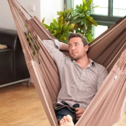 LA SIESTA Hängestuhl Lounger Habana Chocolate, Aus Bio-Baumwolle -Gartenprodukte 3940200258 Haengestuhl Lounger Habana chocolate BioBaumwolle 47086