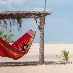 LA SIESTA Hängematte Kingsize Flora Chili, Aus Bio-Baumwolle -Gartenprodukte 3940200268 Kingsize Haengematte Flora chili BioBaumwolle 01 47139