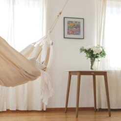 LA SIESTA Hängematte 'Modesta', Latte, Single - L 300 X B 140 Cm -Gartenprodukte 3940200330 Single Haengematte Modesta Latte Bio Baumwolle 4 106093