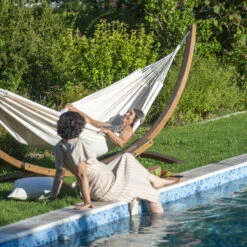 LA SIESTA Hängematte 'Modesta', Latte -Gartenprodukte 3940200335 Doppel Haengematte Modesta Latte Bio Baumwolle 4 106106