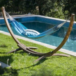 LA SIESTA Hängematte 'Modesta', Azure, Doppel - L 350 X B 160 Cm -Gartenprodukte 3940200337 Doppel Haengematte Modesta Azure Bio Baumwolle 2 106110