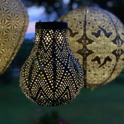 Solarlaterne 'Oval 40', Gold, Ø 40 X 27 Cm -Gartenprodukte 72462 lumiz Bulb 16 Ikat Petrol 123928 5